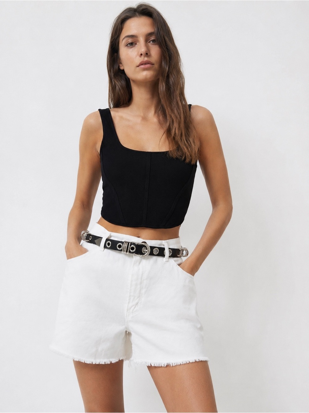 Vintage Wrangler White Denim Raw Hem Cutoff Shorts